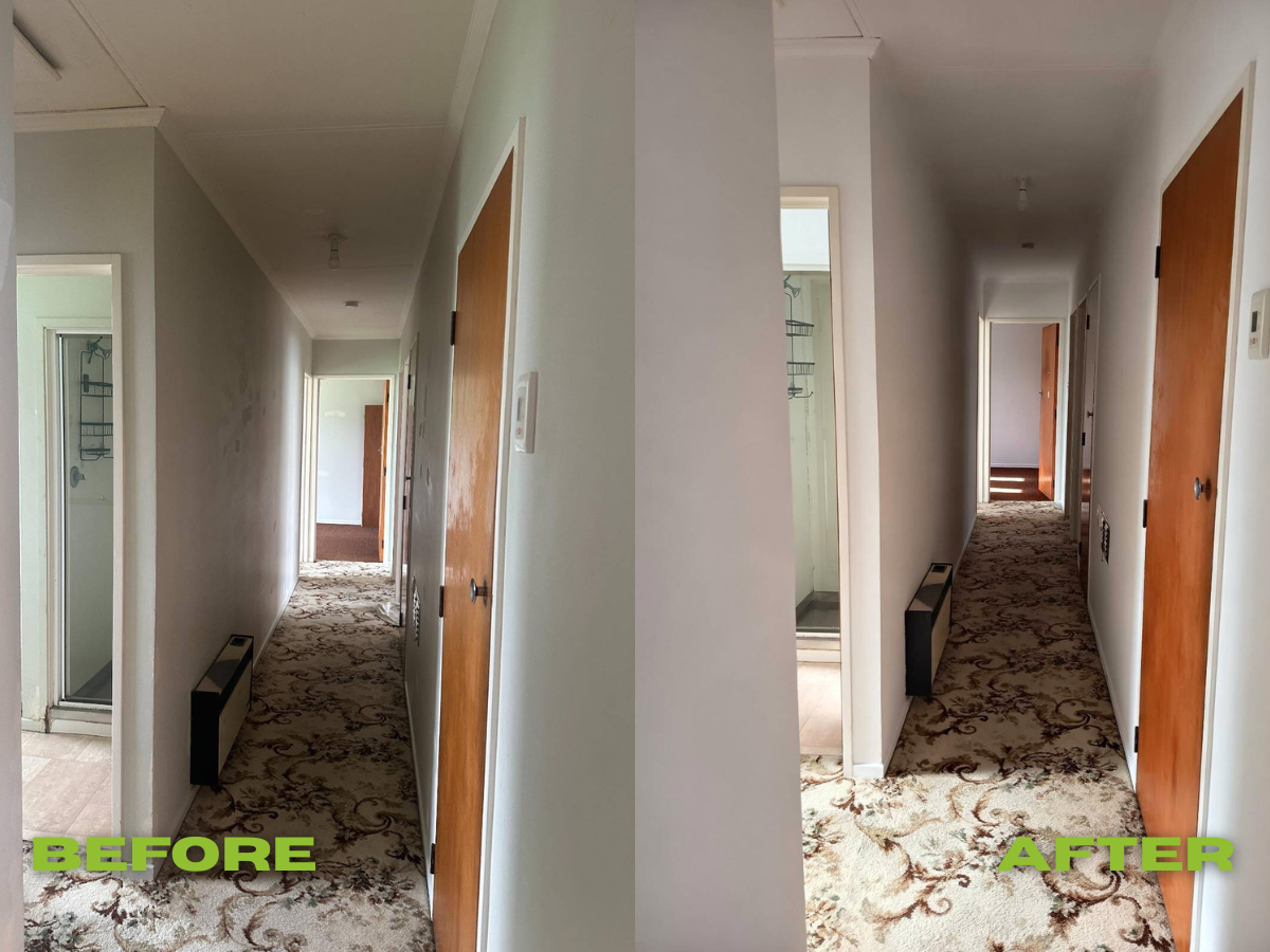 Before and after interior plaster and paint